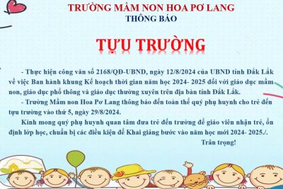 Thông báo “Tựu trường” năm học 2024- 2025